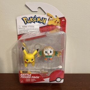 Jazwares Pokémon Battle Pikachu and Rowlet Action Figure Set New Sealed